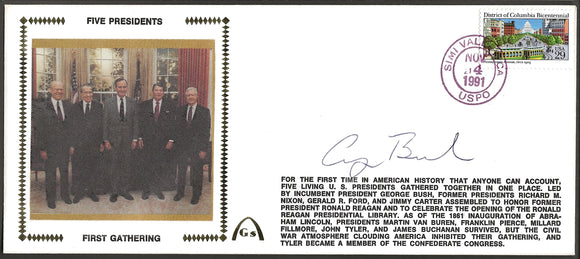 George H. W. Bush Autographed 5 Presidents Gateway Stamp Envelope w/ JSA Letter of Authenticity