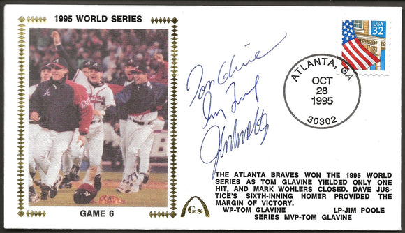 1995 World Series Game 6 w/ Greg Maddux, Tom Glavine, & John Smoltz Autographs