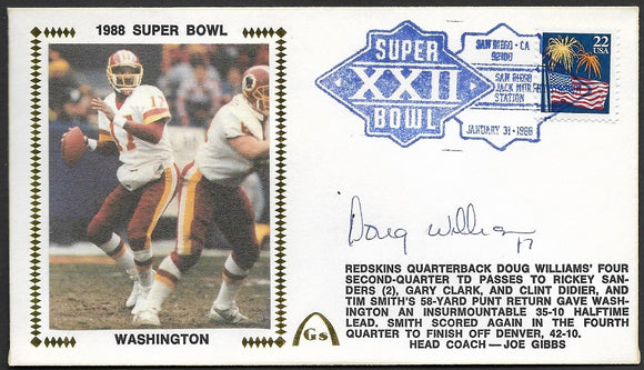 Doug Williams Autographed Super Bowl 22 Gateway Stamp Commemorative Cachet Envelope - XXII Postmark