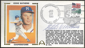 Eddie Mathews Autographed Hall Of Fame 50th Anniversary Gateway Stamp Envelope