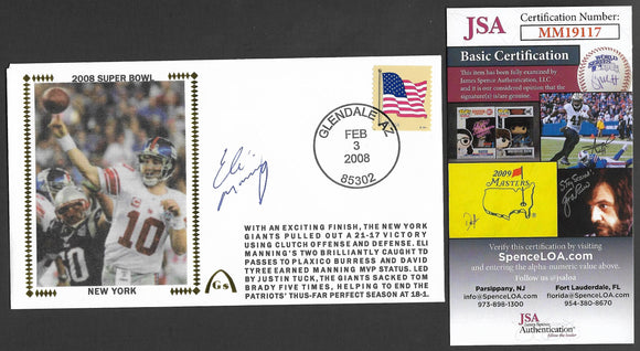 Eli Manning Super Bowl 44 Gateway Stamp Envelope - Autographed & Authenticated by JSA