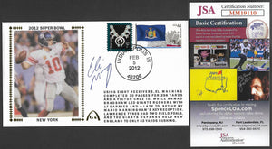 Eli Manning Super Bowl 46 Gateway Stamp Envelope - Autographed & Authenticated by JSA