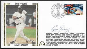 Eric Young Autographed Colorado Rockies Home Opener Gateway Stamp Commemorative Cachet Envelope