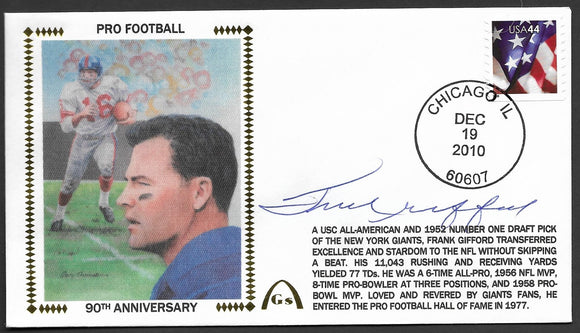 Frank Gifford Autographed Gateway Stamp Commemorative Cachet Envelope