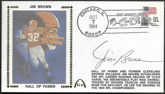 Jim Brown Autographed Career Rushing Record Gateway Stamp Envelope - Cleveland Browns