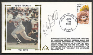 Kirby Puckett 10 Consecutive Hits Autographed Gateway Stamp Envelope