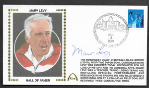Marv Levy Autographed Hall Of Fame Gateway Stamp Commemorative Cachet Envelope - HOF Postmark