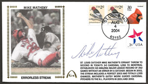 Mike Matheny Autographed 252 Game Errorless Streak Gateway Stamp Cachet Envelope - St. Louis Cardinals
