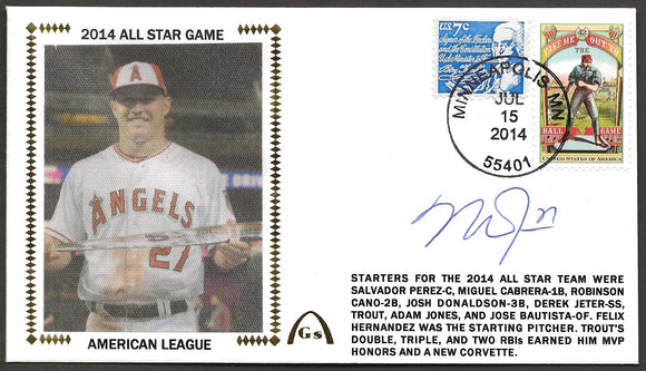 Mike Trout MLB Authenticated Autograph 2014 All Star MVP Gateway Stamp Commemorative Cachet Envelope