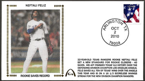Neftali Feliz Un-Signed Rookie Saves Record Gateway Stamp Envelope - Texas Rangers