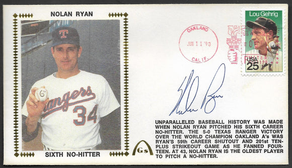 Nolan Ryan 6th No Hitter Autographed Gateway Stamp Cachet Envelope