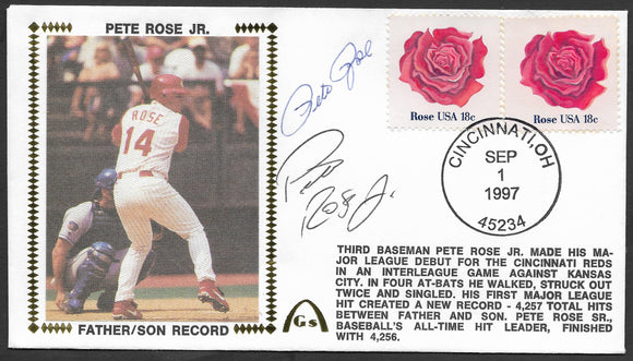 Pete Rose Jr & Pete Rose Father / Son Hits Record Autographed Gateway Stamp Envelope