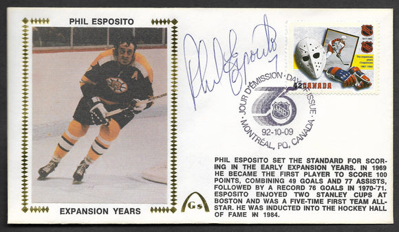 Phil Esposito Autographed Canada Post First Day of Issue Gateway Stamp Envelope - Boston Bruins