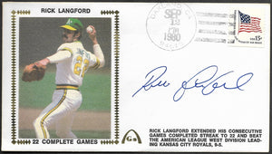 Rick Langford Autographed 22 Complete Games Gateway Stamp Commemorative Cachet Envelope