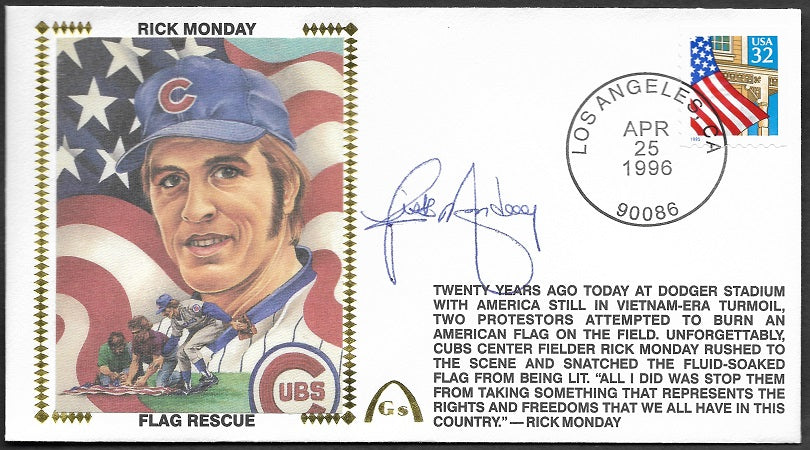 Rick Monday Autographed Flag Rescue Gateway Stamp Commemorative Cachet ...