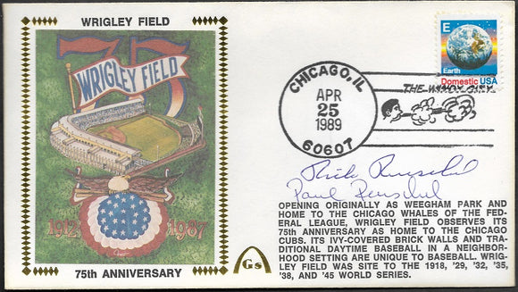 Rick Reuschel & Paul Reuschel Autographed Wrigley Field 75th Anniversary Gateway Stamp Commemorative Cachet Envelope