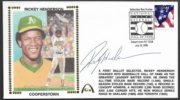 Rickey Henderson Autographed Hall Of Fame Gateway Stamp Cachet Envelope