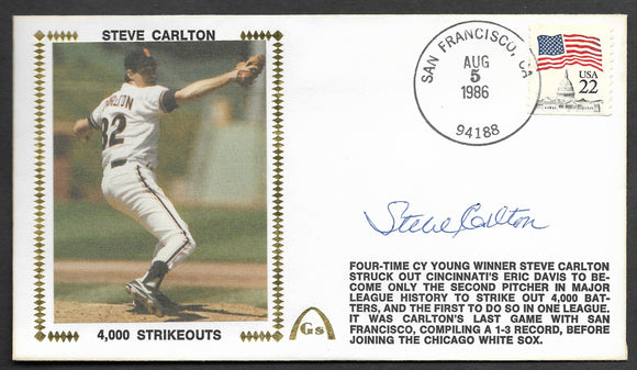 Steve Carlton 4,000 Strikeouts Autographed Gateway Stamp Envelope