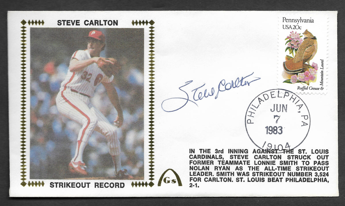 Steve Carlton Career Strikeout Record Autographed Gateway Stamp Envelo