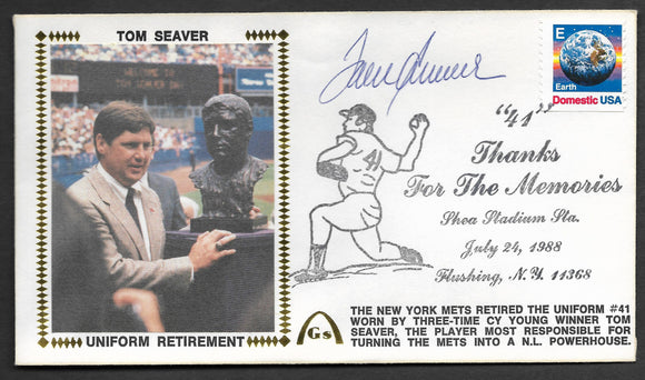 Tom Seaver New York Mets Uniform Retirement Autographed Gateway Stamp Envelope