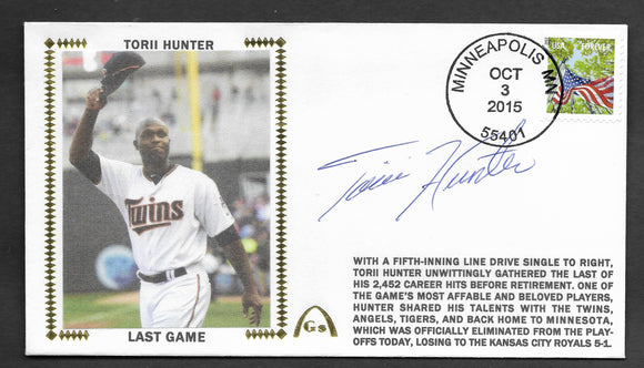 Torii Hunter Last Game Autographed Gateway Stamp Cachet Envelope