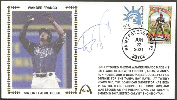Wander Franco DINGED Major League Debut Autographed Gateway Stamp Envelope - Tampa Bay Rays