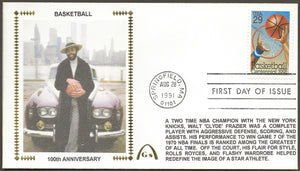 Walt Frazier UN-Signed Basketball 100 Years First Day Cover Gateway Stamp Envelope w/ FDI Postmark