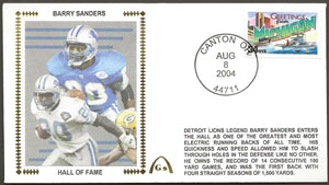 Barry Sanders UN-Signed Hall Of Fame Gateway Stamp Cachet Envelope - Detroit Lions